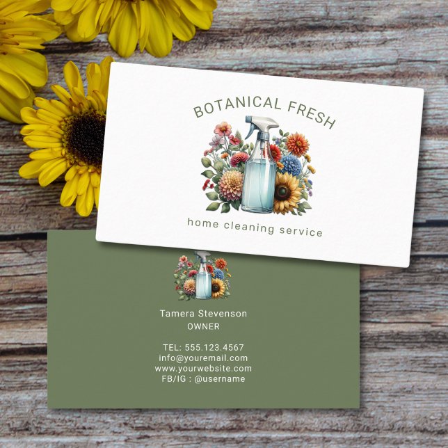 Carte De Visite Service De Nettoyage Maison Cute Floral (Créateur téléchargé)