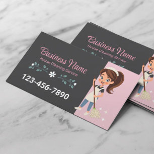 Carte De Visite Service De Nettoyage Maison Maid Carton Rose
