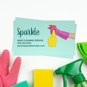Carte De Visite Service De Nettoyage Maison Maid Turquoise tendanc