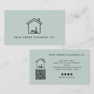 Carte De Visite Service de nettoyage minimaliste CODE QR Marque En