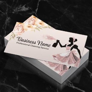 Carte De Visite Service De Nettoyage Moderne Fleurs Roses Blanches