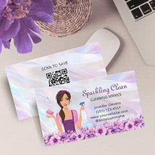 Carte De Visite Service de nettoyage mûr CODE QR Maid