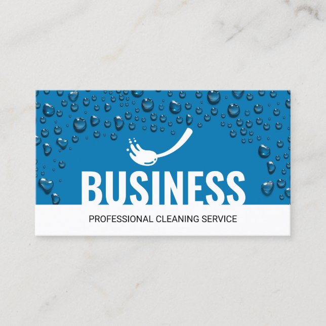 Carte De Visite Service de nettoyage professionnel Bleu gouttes d' (Devant)
