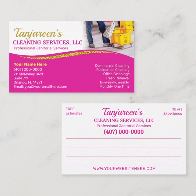 Carte De Visite Service de nettoyage professionnel/entretien ménag (Devant / Derrière)