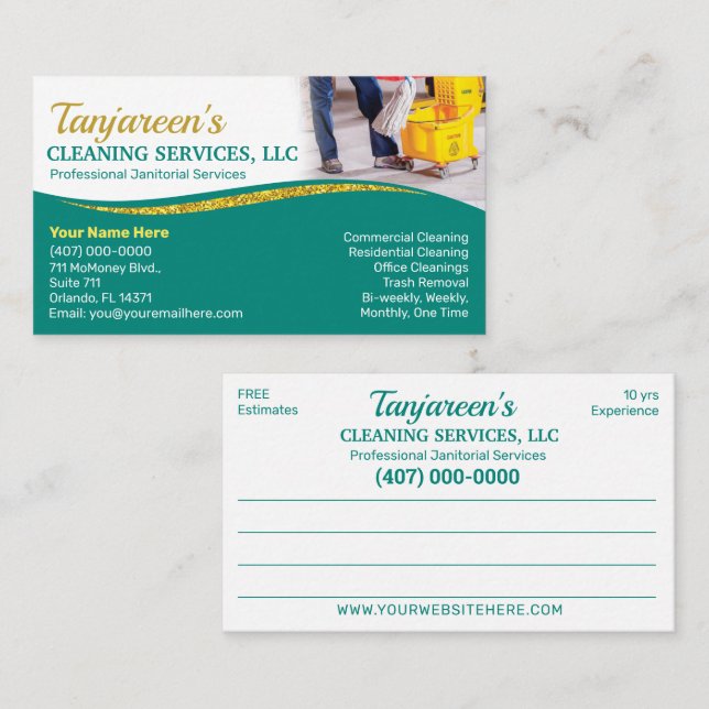 Carte De Visite Service de nettoyage professionnel/entretien ménag (Devant / Derrière)