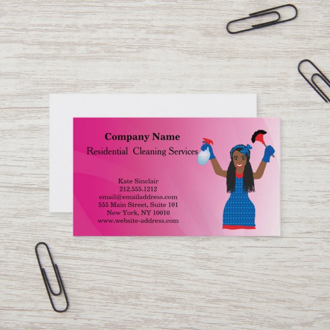 Carte De Visite Service de nettoyage professionnel moderne (Devant/Arrière en situation)