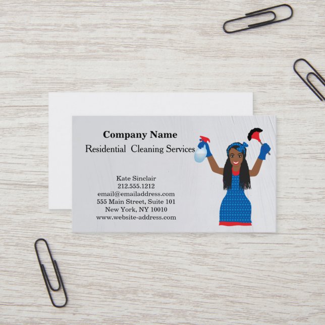 Carte De Visite Service de nettoyage professionnel moderne (Devant/Arrière en situation)