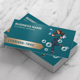 Carte De Visite Service de nettoyage professionnel Moderne Turquoi