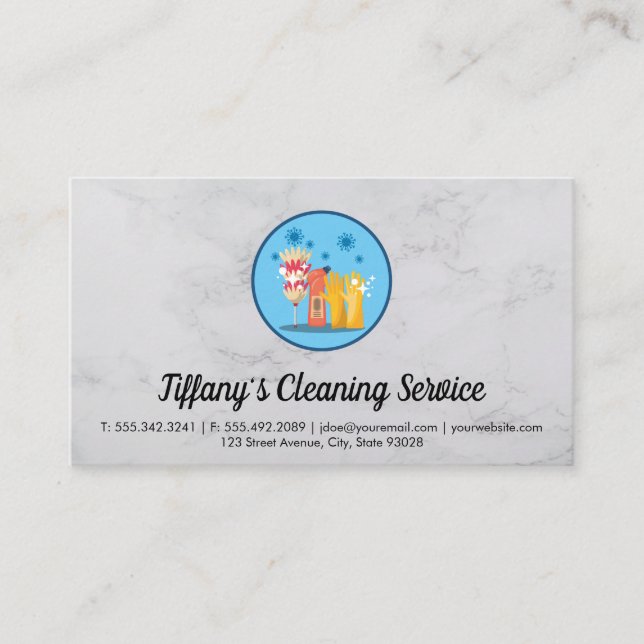 Carte De Visite Service de nettoyage | Services ménagers | Marbre (Devant)
