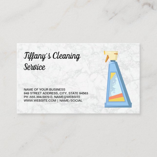 Carte De Visite Service de nettoyage | Spray de nettoyage (Devant)