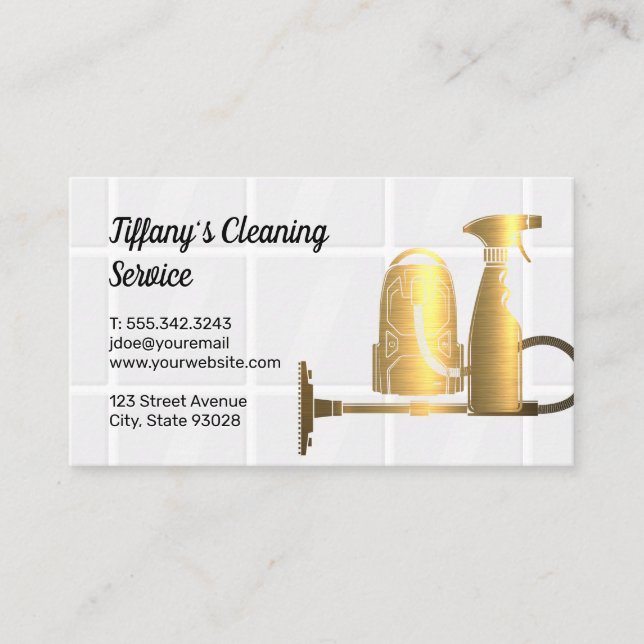 Carte De Visite Service de nettoyage | Vacuum | Bouteille Spray (Devant)