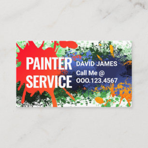 Carte De Visite Service de peintre avec éclaboussures de peinture 