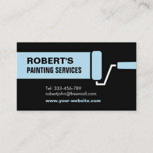 Carte De Visite Service de peinture à la brosse à rouleau bleue