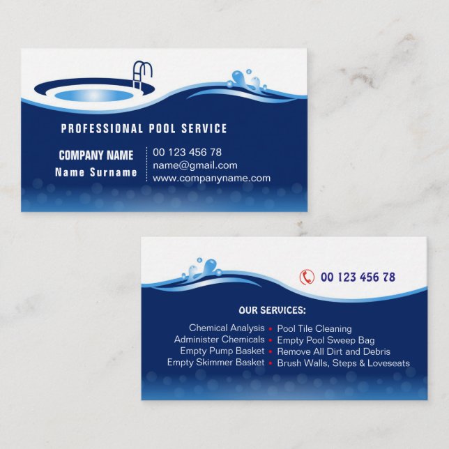 Carte De Visite Service de piscine (Devant / Derrière)