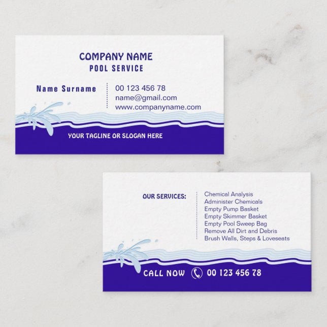Carte De Visite Service de piscine (Devant / Derrière)