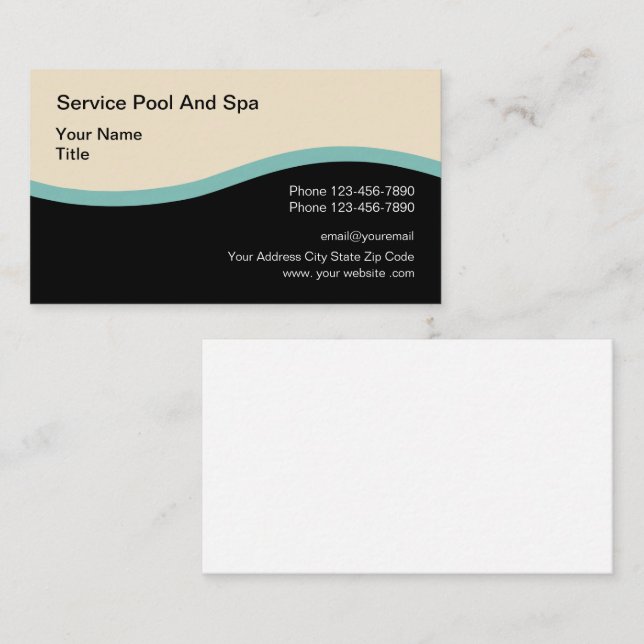 Carte De Visite Service de piscine moderne professionnel (Devant / Derrière)