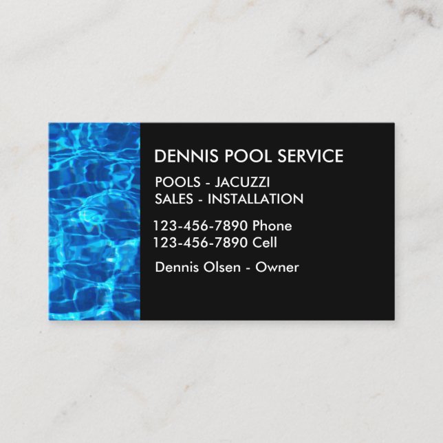 Carte De Visite Service De Piscine Simple (Devant)