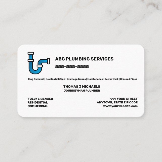Carte De Visite Service de plomberie (Devant)