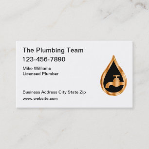 Carte De Visite Service de plomberie Classy Tone Or Eau Drop