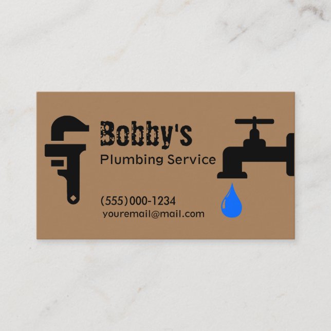 Carte De Visite Service de plomberie de l'entrepreneur Chrome Desi (Devant)
