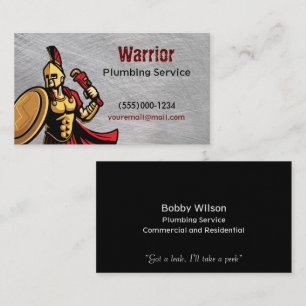 Carte De Visite Service de plomberie de l'entrepreneur guerrier Ch
