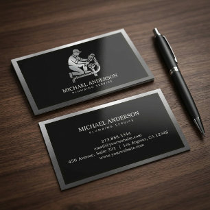 Carte De Visite Service de plomberie de luxe professionnel argent 