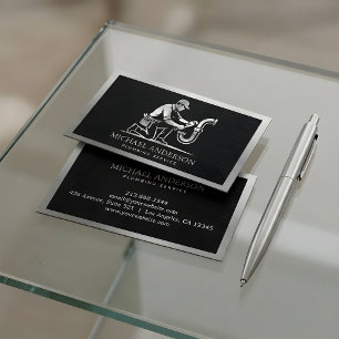 Carte De Visite Service de plomberie de luxe professionnel argent