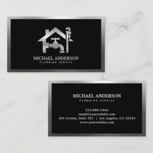 Carte De Visite Service de plomberie de luxe professionnel argent 