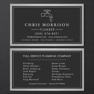 Carte De Visite Service de plomberie entrepreneur industriel plomb