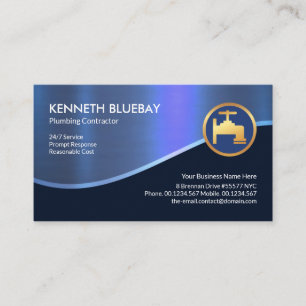 Carte De Visite Service de plomberie Luminescent Blue Wave