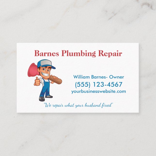 Carte De Visite Service de plomberie professionnel Guy Plunger (Devant)