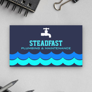 Carte De Visite Service de plomberie professionnel Plombier Bleu