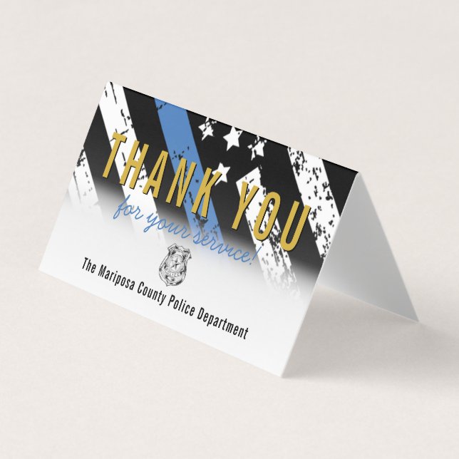 Carte De Visite Service de police Mince Ligne bleue Merci (Devant)