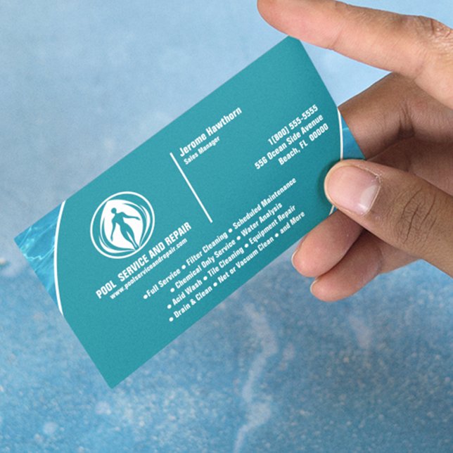 Carte De Visite Service de pool et réparation (Créateur téléchargé)