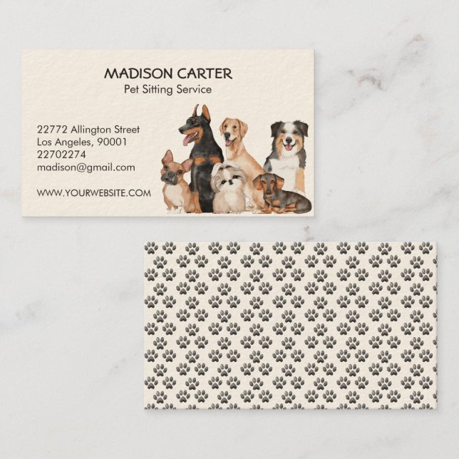 Carte De Visite Service de pose d'animaux (Devant / Derrière)