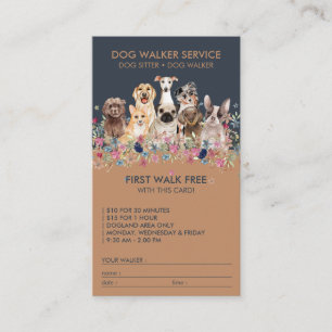 Carte De Visite Service de Promeneur de Chien Cadeau gratuit