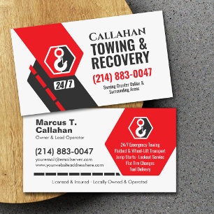 Carte De Visite Service de remorquage 24h/24 et 7j/7 Assistance ro