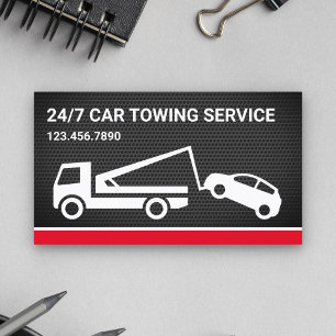 Carte De Visite Service de remorquage de voiture à mailles noires