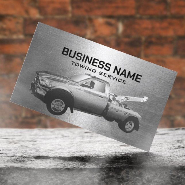 Carte De Visite Service de remorquage Metallic Tow Truck Professio (Créateur téléchargé)