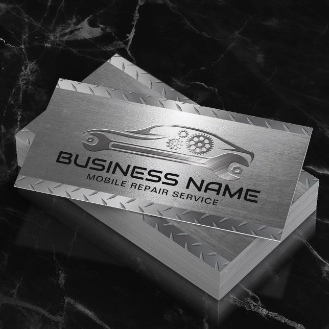 Carte De Visite Service de réparation automobile mobile Métal Auto (Créateur téléchargé)