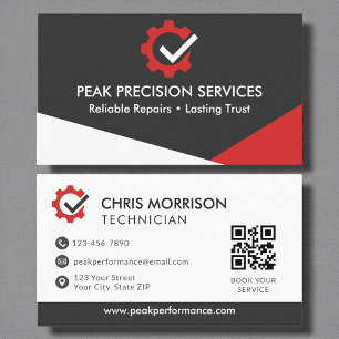 Carte De Visite Service de réparation de code QR Mécanicien Profes