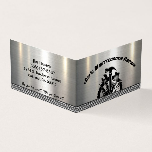 Carte De Visite Service de réparation de plaques en acier Handyman (Extérieur)