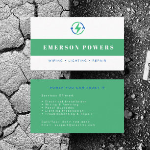 Carte De Visite Service de réparation de pouvoirs d'électricien pe