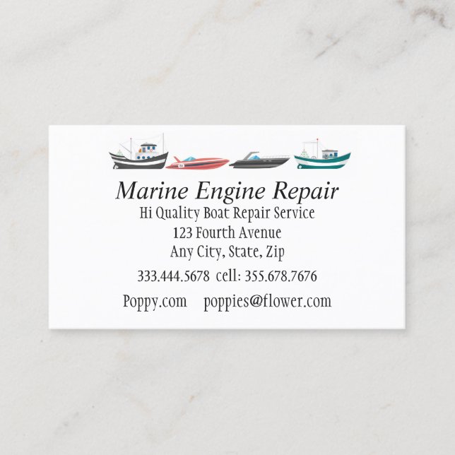 Carte De Visite Service de réparation des moteurs maritimes (Devant)
