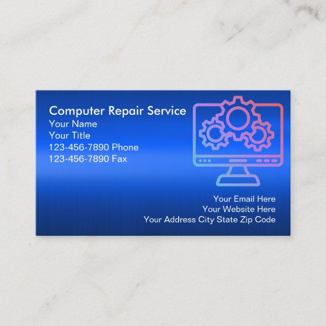Carte De Visite Service de réparation informatique professionnel (Devant)