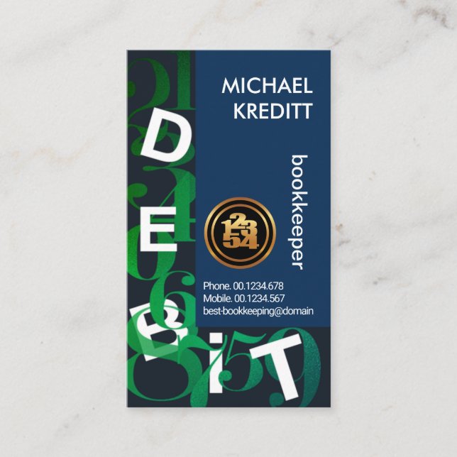 Carte De Visite Service de réservation de lettres de débit pour nu (Devant)