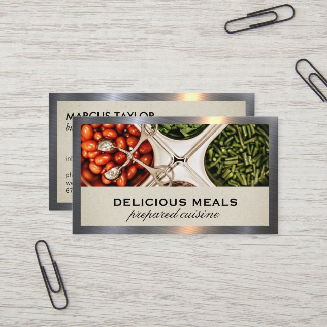 Carte De Visite Service de restauration | Chef | Salade Bar (Devant/Arrière en situation)