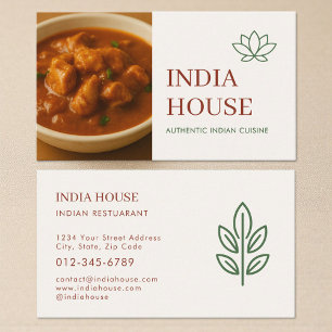 Carte De Visite Service de restauration de restaurant indien Photo