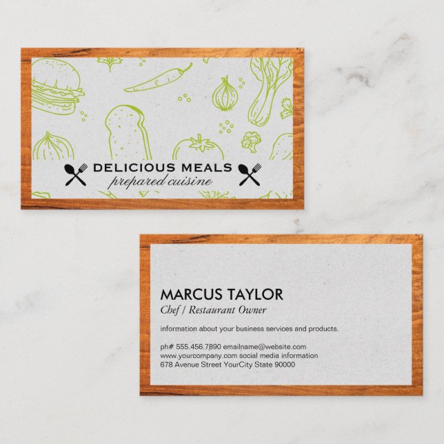 Carte De Visite Service de restauration | Motif alimentaire | Bord (Devant / Derrière)