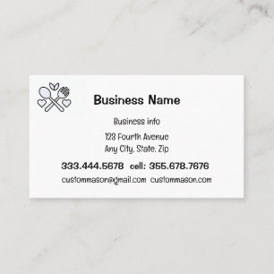 Carte De Visite Service de restauration sur mesure Cuisines de cui